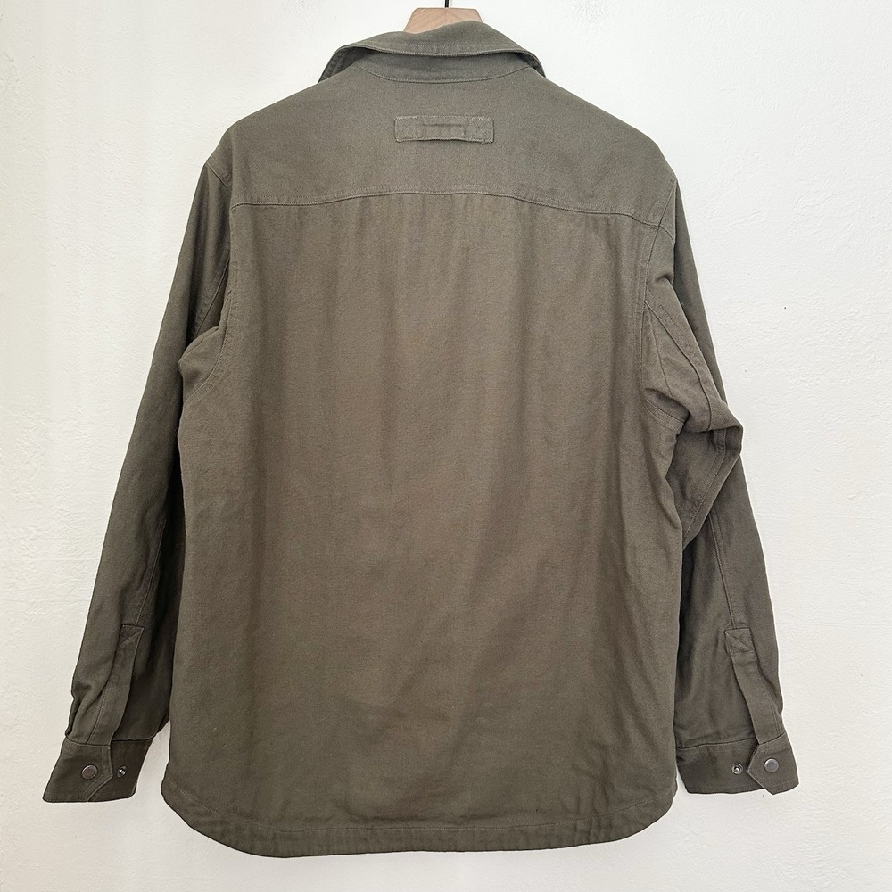 Duluth Trading Co Fire Hose Shirt Jacket Mens large Olive Green Flannel Lined - Picture 3 of 13